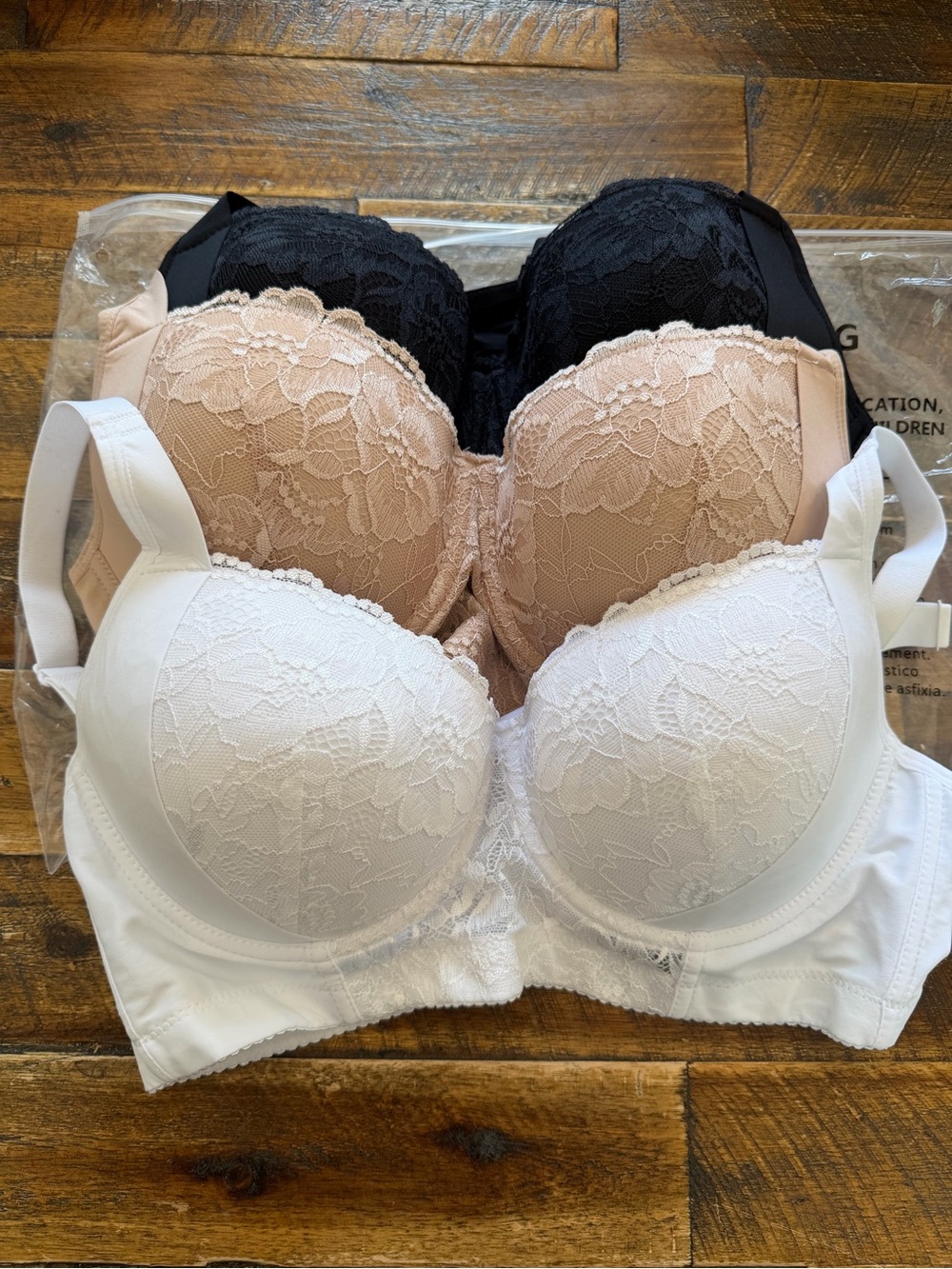New Bundle 3 pack 38C Women's Lace Contour underwire Bra soft cup wide side